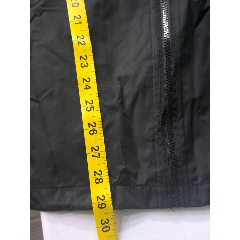 Alaska Skagway Mens Hooded Rain Jacket Black Grey Reflective Windbreaker XL